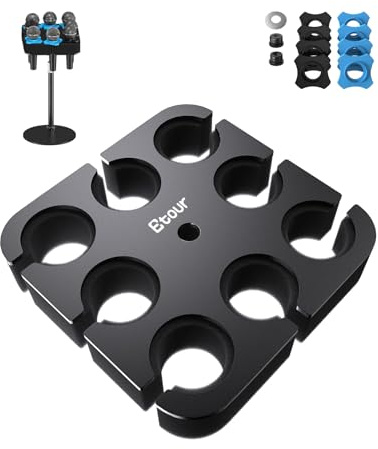 Etour Multi-Mikrofonhalter für Mikrofonständer, quadratisches Tablett, Mikrofon-Aufbewahrung, Organizer für dynamische, kabelgebundene und kabellose Mikrofone, Gummi-Polsterung, montiert auf 1,6 cm -