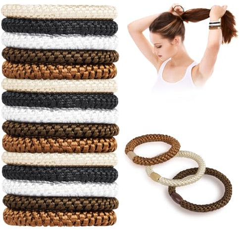 AUAUY 15 Stück Elastische Haargummis, Elastisch Zopfgummi, Geflochtener Keine Pull oder Beschädigung Pferdeschwanz Halter, Stylisch Elastisch Haarbänder für Damen und Mädchen (Braune Serie)