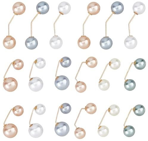 SUPERFINDINGS 18 Piezas 9 Estilos Broches de Perlas Artificiales Clips de Chal Pasadores de Perlas Cubierta Protectora de Escote Alfiler de Seguridad para Mujeres Boda Fiesta Ropa Suéter Broche