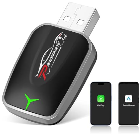 Adaptateur 2-en-1 CarPlay sans Fil et Android Auto - Connexion sans Fil du Smartphone au CarPlay de la Voiture, Compatible avec Les modèles de Voitures post-2016 équipés d'Android Auto d'origine.​