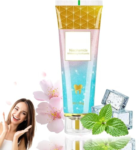 Niacinamide Whitening Zahnpasta, Radiant Whitening Zahnpasta, Zahnpasta Weisse Zähne, Niacinamid Zahnpasta, Sanfte Formel für weißere Zähne und frischen Atem, Kirschblüten-Minz-Geschmack (1)