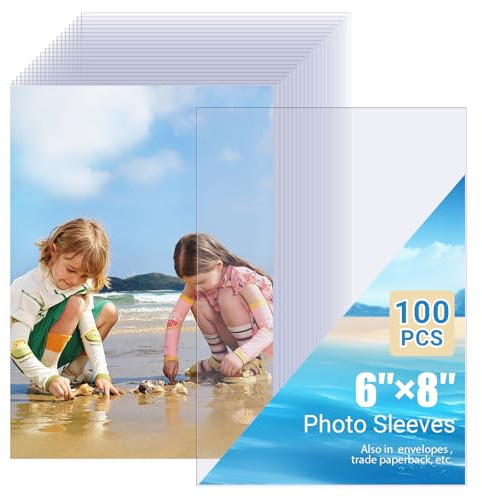 100 Fundas de Fotos 15x21 cm - Transparentes con Abertura Superior Sin Agujeros, Sin Ácido & Impermeables - Para Álbumes, Documentos A5 y Colecciones