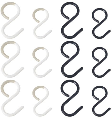 TRKETK 12 Pezzi Ganci a S in Plastica Flessibilità del Collo Gancio a S Sospeso Sicuro Contro la Ruggine Strumenti Pratici Multifunzionale per Appendere Vestiti Pentole Stoviglie