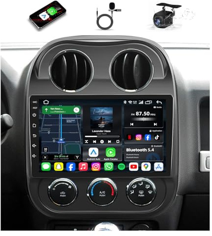 Bluetooth 5.4 Car Radio Stereo for Jeep Compass Patriot 2010-2016: [4+64GB] 10 Upgrade 5G WiFi 1280*800 Touchscreen Head Unit Wireless Carplay/Android Auto/1080P Backup Camera/GPS/FM/SWC/Mirror Link