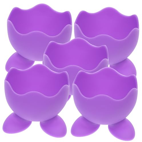 Hohopeti 5 Pièces Support Silicone pour Œufs Durs avec Pieds (Couleur Aléatoire)