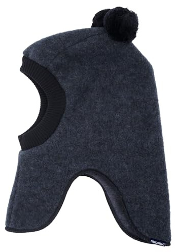 maximo GOTS MINI-Schlupfmütze Wollfleece, Pompons, Jerseyfutter