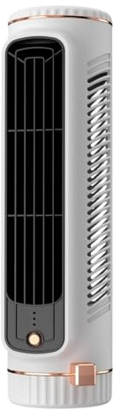 Yumneo Bladeless Tower Fan - Personal Bladeless Desk Fan Tower | 3 Speeds Rechargeable Air Circulator Desk Accessories for Living Room Bedroom Kitchen Summer Outdoor Travel