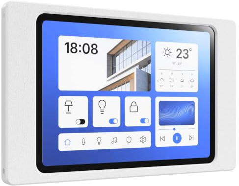 Cleverstation Support Mural Tablette pour iPad Mini 2/3 gén (7,9 Pouces, 2013/2014) - Cadre Fin et sur Mesure pour Écran Domotique et Tableau de Bord - Montage Fixe avec Passe-Câble - Blanc