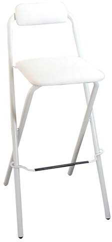 Sgabello da cucina pieghevole portatile con schienale e poggiapiedi, sedia da bar imbottita, per picnic, giardino, feste, ufficio, altezza 65 cm, leggero e salvaspazio