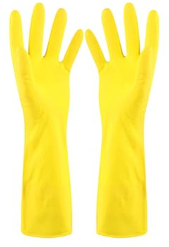 Generisch 6PC Gummihandschuhe, Wiederverwendbare Gummi Haushaltshandschuhe, Gummihandschuhe mit Rutschfestem Griff, Putzhandschuhe, Haushaltshandschuhe, Spülhandschuhe, Handschuhe Küche (Gelb)