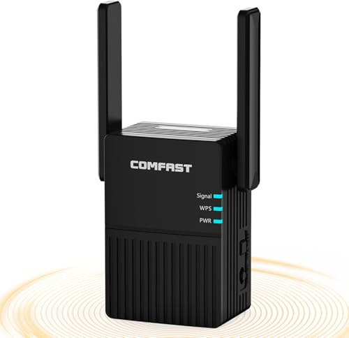 COMFAST Ripetitore WiFi- 1200Mbps Dual Band Amplificatore Segnale WiFi, Compatto con 2 Antenne, WPS/MU-MIMO, Led Indicatore Segnale, Dissipazione Calore Ottimizzata e Facile da Installare