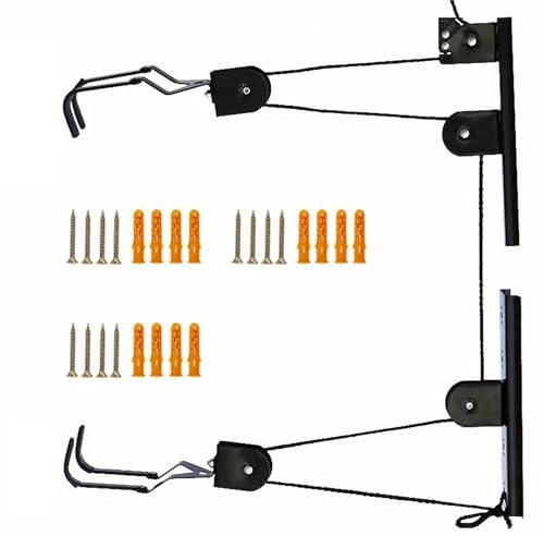 KEXIAO Gancho de almacenamiento de bicicleta de metal resistente para ahorrar espacio, soporte de techo para bicicleta de carretera y montaña