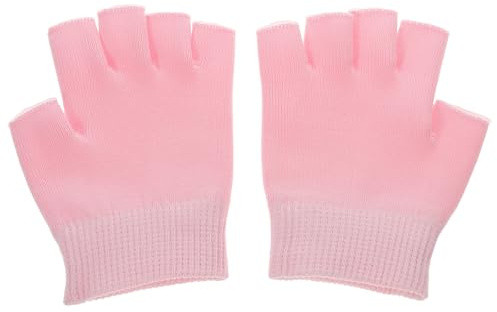 Guanti in Gel Idratanti senza Dita 1 Paio Rosa per Donne e Ragazze | Cotone Spandex Gel, Compatibili Lozioni o Creme Mani, Uso Quotidiano e Occasioni Speciali