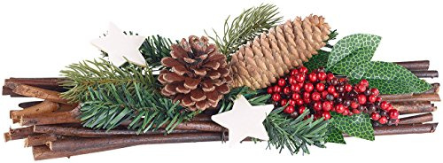 Britesta Weihnachtsgesteck Tisch: Handgefertigtes Weihnachts- & Adventsgesteck, echte Tannenzapfen, 30cm (Künstliches Adventsgesteck, Künstliches Weihnachtsgesteck, Echt)