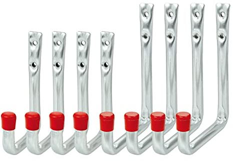 VORMANN Wandhaken Gerätehaken Garagenhaken Lasthaken Haken | Traglast 35 bzw.25 kg | witterungsbeständig | U-Form, 8-teiliges Set, 2 Größen (125x86x53x60 u.148x114x56x86)