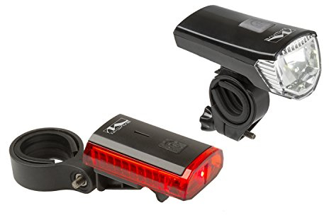 Fahrradlicht USB aufladbar, Front- & Rücklicht Set, LED, Akkuanzeige, Atlas K 11 USB von M-WAVE