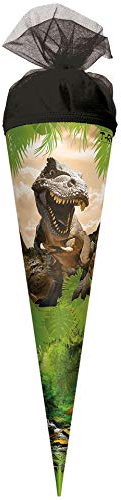 ROTH Geschenk-Schultüte klein Tyrannosaurus 35 cm - rund Tüllverschluss - Zuckertüte Dinosaurier