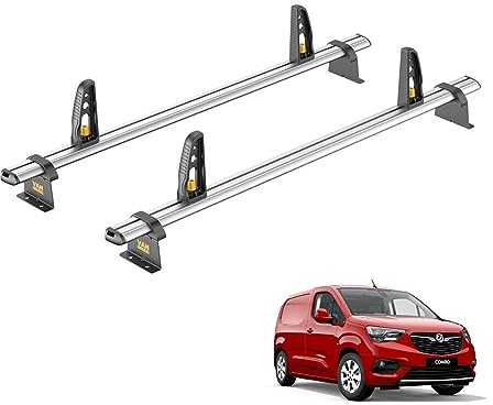 Van Guard Roof Rack for Vauxhall Combo (2018+) 2 Aluminium Roof Bars with Loadstops [Note: Only Suitable for Models with Twin Rear Doors.] - UltiBar Plus - VG338-2