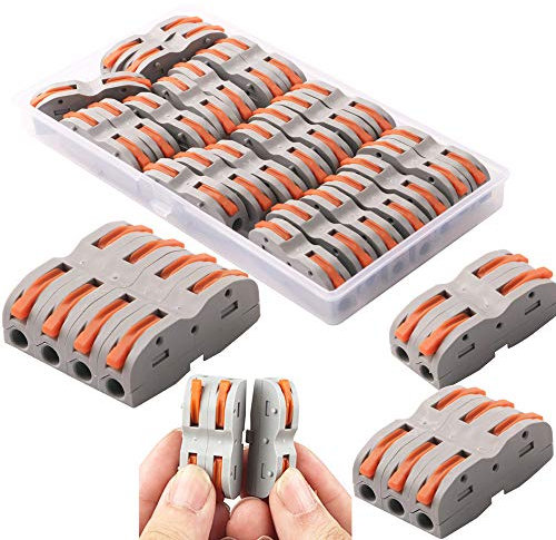 CESFONJER Lever-Nut Surtidas Conector, Bloque de Terminales de Barra de Presión Bilateral, Conductores de Surtido Conectores de Cable Compacto SPL-1 (Paquete de 24)