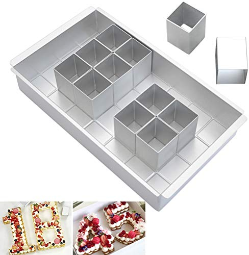 TIMESETL Aluminium Backformen Kuchenform verstellbar Antihaft für Groß Buchstaben Alphabet Zahlen DIY Backen Formen Set, Zahlen- und Buchstabenkuchenform Ausstechformen Hochzeit Geburtstag Taufe