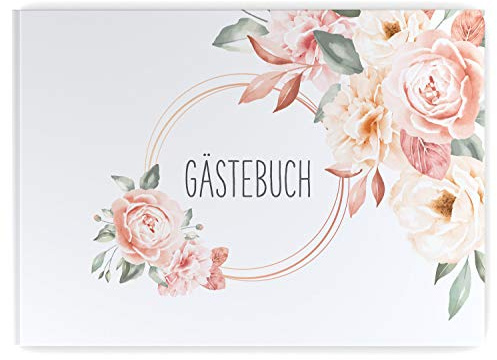 DeinWeddingshop Gästebuch Hochzeit | 104 Seiten | Hardcover DIN-A4 - ohne Fragen blanko | Hochzeitsgästebuch Hochzeitsalbum Hochzeitsbuch Hochzeitsgeschenk (Flower Love)