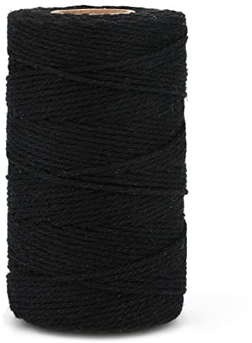 G2PLUS Schwarz Bäcker Bindfäden, 100M Baumwolle Schnur, 2MM Bastelschnur Dekokordel Schnur Perfekt für DIY Kunstgewerbe Gartenarbeit