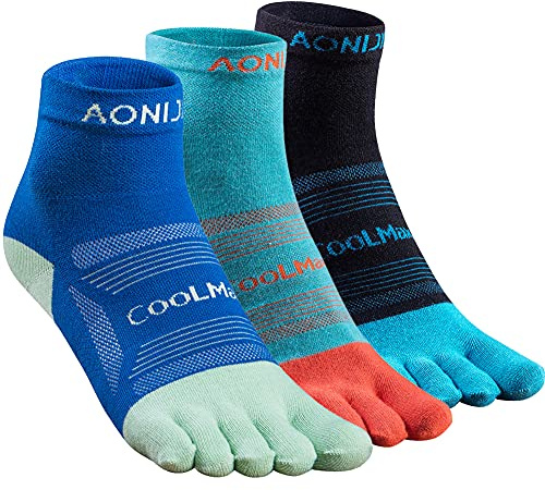 AONIJIE Toe Socks for Men and Women High Performance Athletic Five Finger Quarter Socks Soft, Comfortable and Breathable, Medium