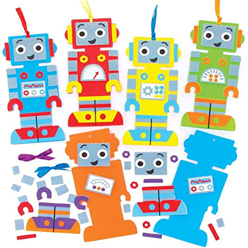 Baker Ross FE388 Roboter Lesezeichen Bastelset - 5er Pack, für Kinder zum Basteln und Dekorieren, Ideal für den Kindergeburtstag