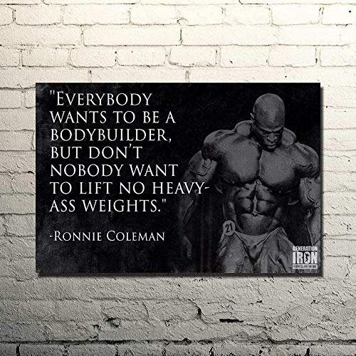 CloudShang Ronnie Coleman Poster Workout Home Gym Deko Muscle Man Bodybuilding Motivationszitat Inspirierende Wand Bilder Leinwand D17223 60x80cm/Kein Rahmen