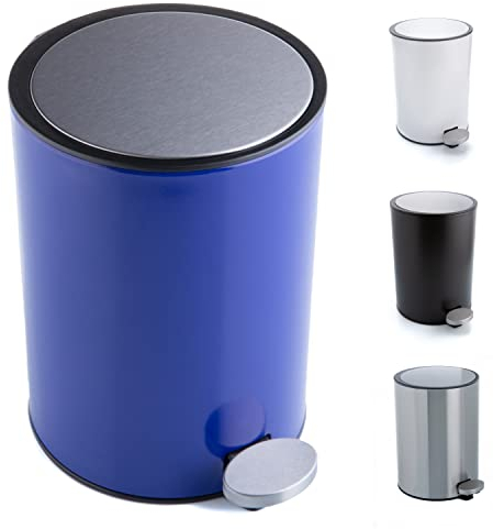 Bamodi Kosmetikeimer Edelstahl 3l - Badezimmer Mülleimer mit Softclose-System Zum Verlieben - Badeimer Absenkautomatik Edelstahl-Mülltonne mit herausnehmbarem Inneneimer (Blau)
