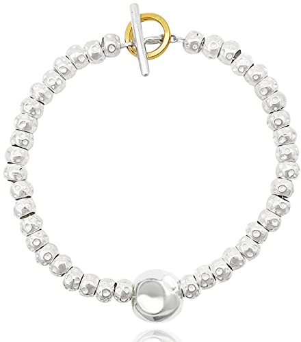 Bracciale uomo donna con granelli e pepita in argento 925, lunghezza su misura 16 17 18 19 20 21 22 cm.