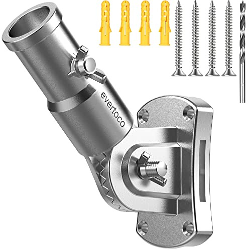 evertoco Robuste T304 EdelstahlFahnenmasthalterung – 180 ° verstellbarer Fahnenmasthalter für Haus mit zwei Installationsmethoden, Flaggenhalter für 2,5 cm Innendurchmesser, windabweisend und