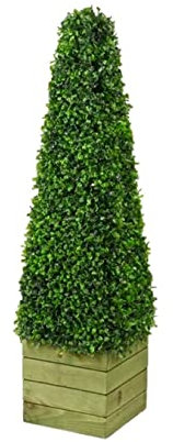 Sarrah Little Store Artificial Topiary Tree - 3ft Pyramid Cone Tree - Potted Boxwood Plant - High for Garden Indoors Outdoor - Ornamental Tree - Wall Door Decor (Single Artificial Tree)