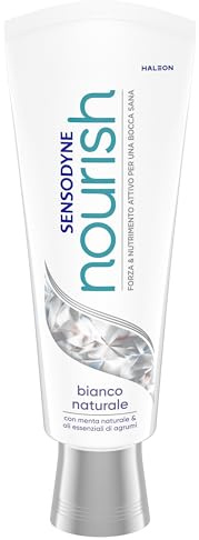 Sensodyne Nourish Whitening Zahnpasta für empfindliche Zähne, Stärke und aktive Ernährung, tägliche Zahnhygiene, 75 ml