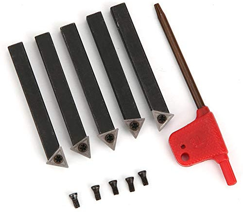 5pz 1/4 di Pollice Utensili Tornio per Metallo Set di Utensili per Tornitura Indicizzabili Strumento di Tornitura in Carburo Cementato