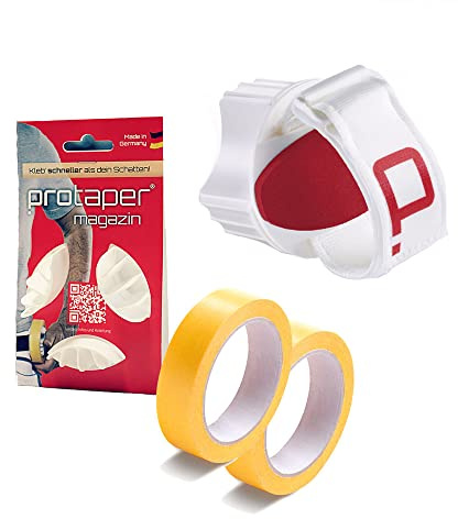 Protaper Maler Werkzeug für Abklebearbeiten Malerset kannst du schnell, einfach und sicher abkleben, denn du hast beide Hände frei. Lieferumfang 1x Abroller, 2x Magazin, 2x Goldband