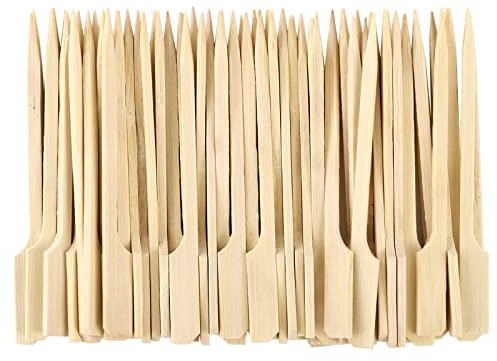 Lanjue 200 Paddle Bamboo Skewers 9CM, Flat Burgers Sticks, Kids Wooden Fruits Picks, Cocktail Sticks, Satay Skewers, Barbecue Kebabs