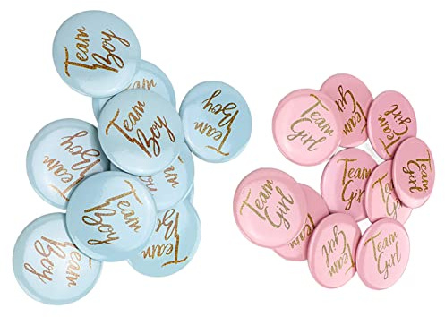 60Pcs Gender Reveal Pins, Baby Shower Buttons Team Boy and Team Girl Button Blue Button Pin for Baby Supplies