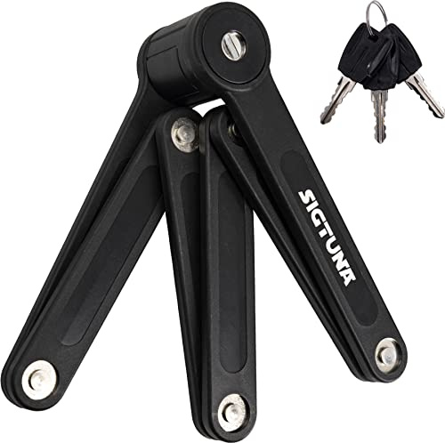 SIGTUNA Lucchetti Pieghevoli per Bici, Lucchetti Bici, Antifurto Portatile e Supporto, con 3 Chiavi di Sicurezza, Altamente Sicuro e Durevole per Bicicletta, Moto, E-Scooter