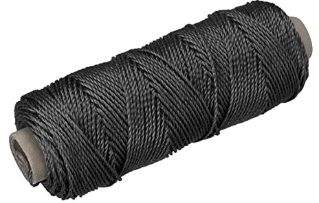 sourcing map Geflecht Maurerschnur Nylon Schwarz 100M/109 Yard 1.5MM für Gartenbau Mauerwerk