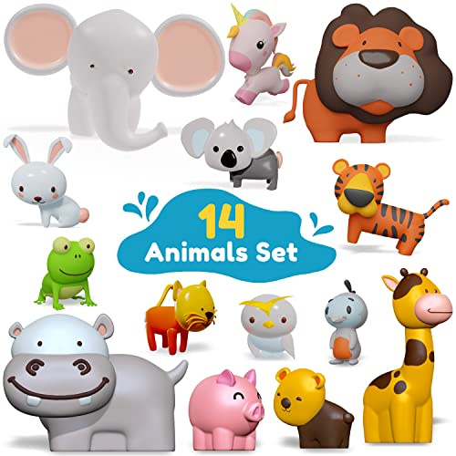 SplashEZ Bath Toys for Kids Ages 4-8, Kids Bath Toys for Boys, Mold Free Animals XL Bathtub Water Set for Children, Soft Durable, No Mold for Water Tub & Pool, Ages 0-1-3-4-5-6-8