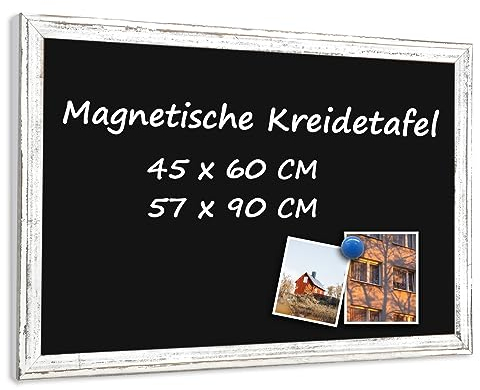 QUEENLINK Magnetische Kreidetafel 45x60cm Magnettafel Schwarz Kreide Tafel mit Weiß Holzrahmen Kreidetafel zum Aufhängen