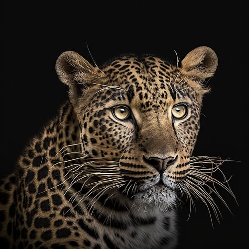 Acryl-Bild 40 x 40 cm: Wildes Tier-Leopard-Porträt. Abbildung AI generativ (198405368)