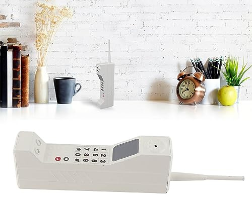 Fockety Telefono Retrò, Ornamento di Simulazione in Mattoni Vecchio Stile, Modello Cellulare Classico Vintage Portatile per Casa, Palcoscenico (Bianco)