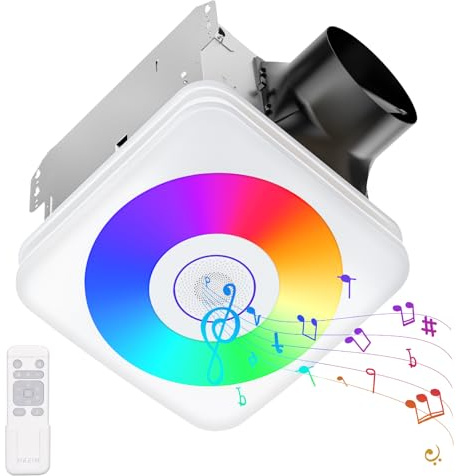 OREiN 3-in-1 Bathroom Exhaust Fan with Bluetooth Speaker & LED Light, 110/160 CFM Quiet Ventilation Fan, 1500LM, 2700K-6500K Adjustable, Night Light, Remote Control, 11.39 x 10.42 Ceiling Cut-Out