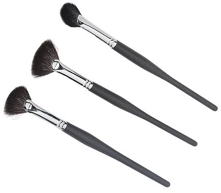 Lot de 3 Pinceaux de Maquillage Doux pour le Visage, en Forme D'éventail, Détails du Visage, Ombre, Kit de Pinceaux de Maquillage pour Estomper les Joues, le Nez, le Contouring