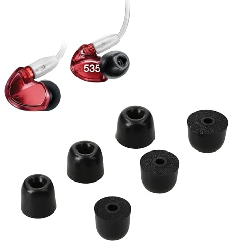 kwmobile 6X Ersatz In Ear Kopfhörer kompatibel mit Shure AONIC 215 / SE215 / SE846 / SE535 / SE112-3 Größen - Polster Ohrstöpsel In-Ear Ohrhörer - Schwarz