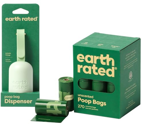 Bundle of Earth Rated Hundekotbeutel, garantiert auslaufsichere und extra dicke Abfallsäcke als Nachfüllrollen für Hunde, unparfümiert, 270 Stück + Earth Rated Halter für Hundekotbeutel