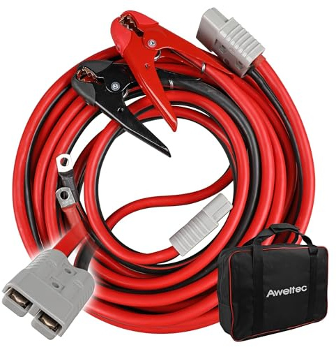 AWELTEC Starthilfekabel, 9 m, 1 Gauge, 800 A, Starthilfekabel mit permanentem Installationsset und Schnellverbindungsstecker für SUV und LKW mit bis zu 8 Liter Benzin- und 6-Liter-Dieselmotoren