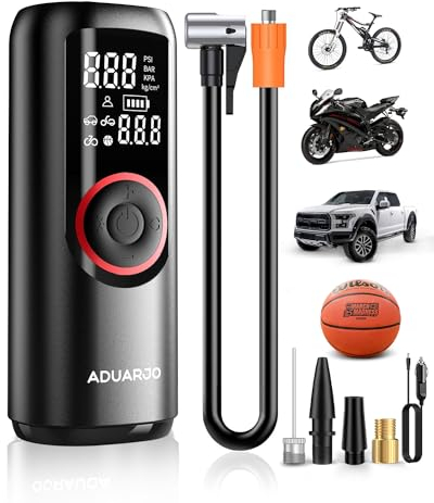 Tire Inflator Portable Air Compressor - Electric Air Pump 3X Faster Inflation Cordless Air Compressor Digital Pressure Gauge USB-C Rechargeable Power Bank - Tire Pump with LED for Car Motor Bike Ball